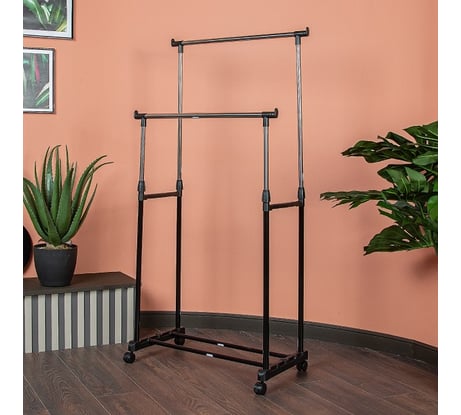 Напольная вешалка для одежды Helex Home черная/серебристая W-12