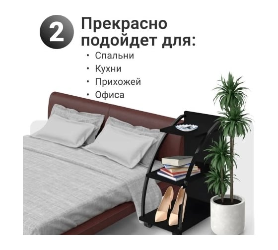 Полка Homium Style, цвет черный 3 уровня shelf01-07black