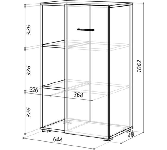 Шкаф Комус in homeoffice полузакрытый, 644x416x1062, дуб натуральный 1232564