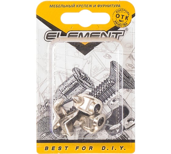 Полкодержатель со штоком на шурупе ELEMENT никель 4 шт 272010
