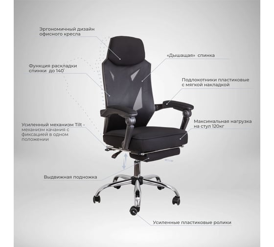 Поворотное кресло AKS Home ADRIAN PLUS, черный 69999
