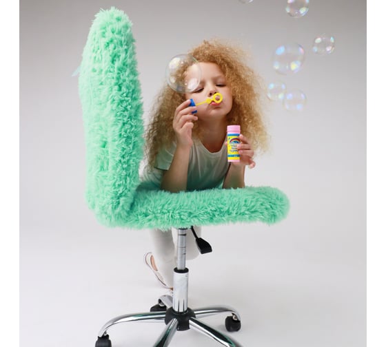 Поворотное кресло AKS Home FLUFFY, искусственный мех, мятный 86384