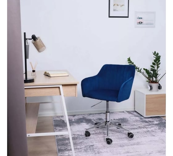 Стул AKS Home SARK, поворотный, синий велюр хром 83448