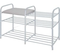 Этажерка для обуви Nika ЛЮКС 3 с мягким сидением, серый ЭТЛ3/С