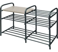 Этажерка для обуви Nika ЛЮКС 4 с мягким сидением ЭТЛ4, черный