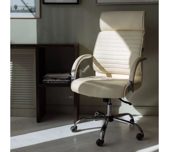 Поворотное кресло AKS Home ALEXANDER, CHROME, ECO крем 29479