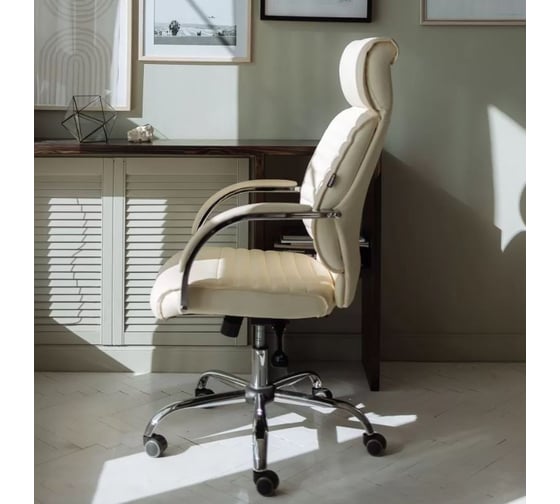 Поворотное кресло AKS Home ALEXANDER, CHROME, ECO крем 29479