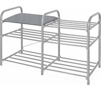 Этажерка для обуви InHome 800x330x500 мм, 3 полки, мягкое сиденье, серый/серый ЭТИ3/С