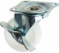 Мебельное колесо ТУНДРА d=65 мм, на площадке, с фиксатором, белое 2371559