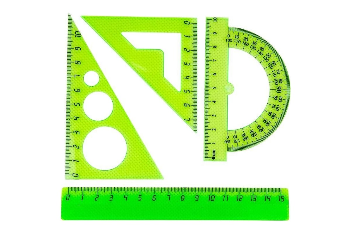 Чертежный набор №1 School малый, линейка 15 см, угольники 10 см и 7 см,  транспортир 10 см, цвет в ассортименте 858931 - выгодная цена, отзывы,  характеристики, фото - купить в Москве и РФ
