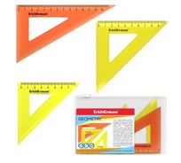 Набор ErichKrause Neon, 3 пластиковых угольника, 45/7 см, 45/9 см, 60/13 см, ассорти 49562