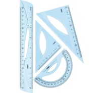 Чертежный набор DELI eh12 средний: линейка 20 см, угольник 13 и 9 см, транспортир 12 см, голубой 13623 1700059