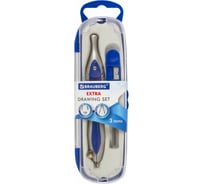 Готовальня SILVER BLUE, 3 предмета: циркуль 125 мм, точилка, грифель, пенал с подв, BRAUBERG 880809