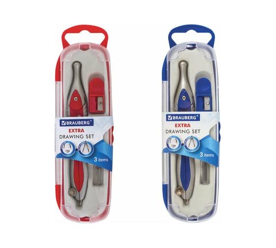 Готовальня BRAUBERG Extra 3 предмета, в пенале 210685