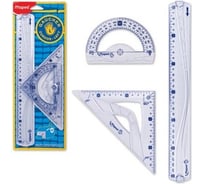 Чертежный набор MAPED Geometric большой, для левши, линейка 30 см, угольник, транспортир 210374