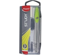 Готовальня MAPED Study 5 предметов, ударопрочный пенал с европодвесом, ассорти 210359