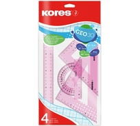 Чертежный набор Kores линейка 30 см, транспортир 12 см, 2 треугольника 21 см 1337955