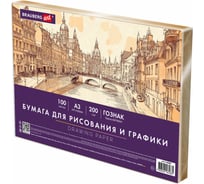Бумага для рисования и графики в коробе А3, 100л, 200 г/м2, ВАТМАН ГОЗНАК, ART, BRAUBERG 116889