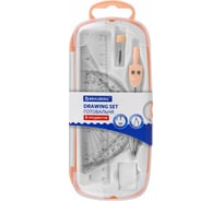 Готовальня SCHOOL KIT 8 предметов циркуль 115мм, чертежные принадлежности, персик, BRAUBERG 210704