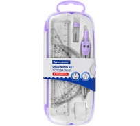 Готовальня SCHOOL KIT 8 предметов циркуль 115мм, чертежные принадлежности, лаванда, BRAUBERG 210703