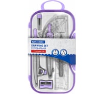 Готовальня SCHOOL KIT 11 предметов циркуль 115мм, чертежные принадлежности, лаванда, BRAUBERG 881091