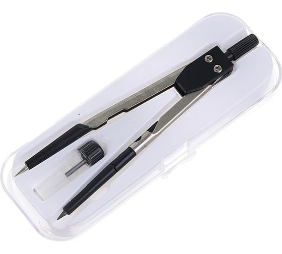 Металлический/пластиковый циркуль Calligrata 135мм в пластиковом пенале с запасными грифелями 1269074 1