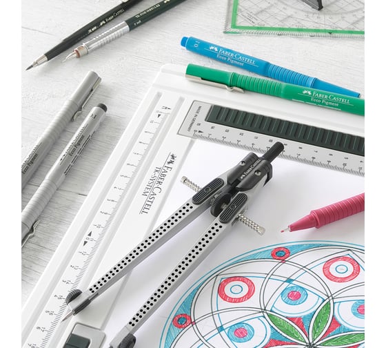 Циркуль Faber-Castell Grip с грифелями, пластиковый футляр 174472