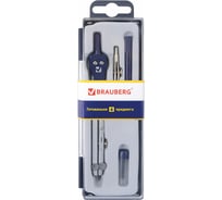 Готовальня BRAUBERG Student Oxford, 4 предмета: циркуль, рейсфедерная вставка держатель, грифель 210335