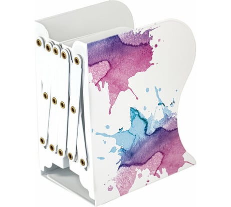 Раздвижная подставка-держатель для книг и учебников BRAUBERG металлическая, белая с печатью 237903