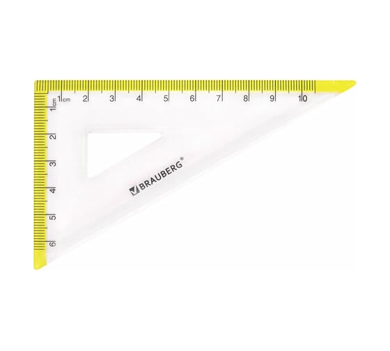 Чертежный набор BRAUBERG FRESH ZONE малый, линейка 15 см, 2 треугольника, транспортир, желтая шкала 210762
