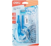 Набор для чертежей DELI EG30001 пластик в комплекте линейка, транспортир, 2 угольника, карандаш, ластик, точилка, 24 упак 1025318