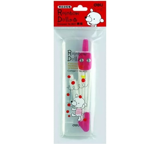 Циркуль DELI E8622 корпус ассорти пластик, 12 шт 459012
