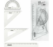 Чертежный набор ПИФАГОР средний, прозрачный, бесцветный, пакет 210627