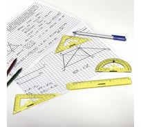Чертежный набор ЮНЛАНДИЯ START 3D малый линейка 15 см, 2 треугольника, транспортир, прозрачный желтый 210741