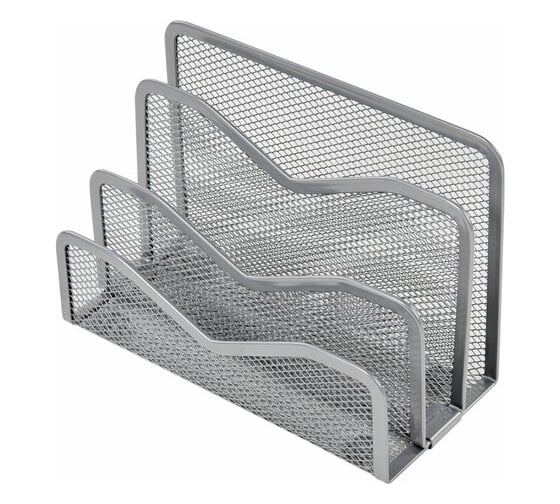 Подставка для сортировки писем и бумаг BRAUBERG Germanium 3-х секционная 122x173x83 мм, серебро 237970 1