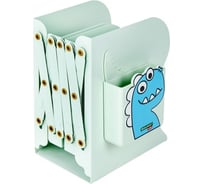 Подставка-держатель для книг и учебников BRAUBERG Kids Dino с органайзером, раздвижная, металлическая 238067