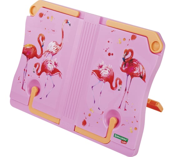 Подставка для книг и учебников BRAUBERG kids flamingo, регулируемый угол наклона, прочный abs-пластик 238061 1