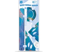 Набор гибких линеек Феникс+ СИНИЙ 30 см, ПВХ, УФ-печать, фигурная вырубка, подложка из мелованного картона + ПЭТ-пакет с европодвесом 52682