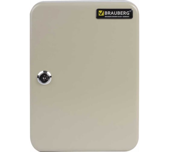 Шкафчик на 48 ключей BRAUBERG 250х180х80 мм, с замком, +48 брелоков, серый 290338