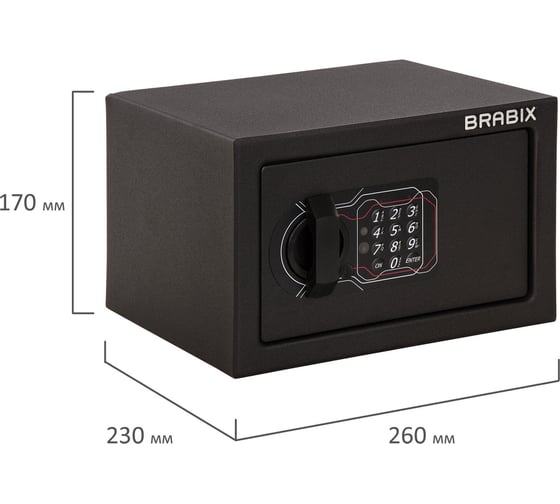 Офисный мебельный сейф BRABIX SF-170EL 170х260х230 мм, электронный замок, черный 291143