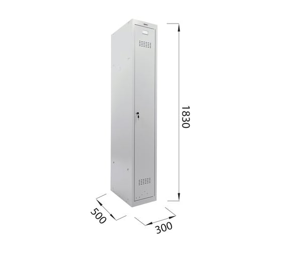 Металлический шкаф для одежды BRABIX LK 11-30, 1 секция, 1830х300х500 мм, 18 кг 291127