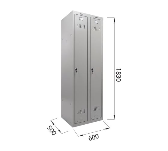 Металлический шкаф для одежды BRABIX LK 21-60 2 секции, 1830х600х500 мм, 32 кг 291126