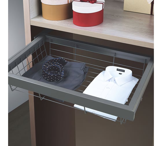 Выдвижная корзина крупная сетка Mebax 600-420 564х420х140, серый жемчуг 00-00001087