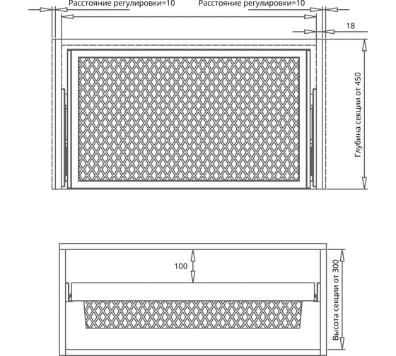Выдвижная корзина крупная сетка Mebax 600-420 564х420х140, серый жемчуг 00-00001087