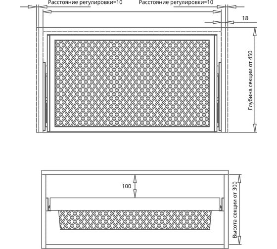 Выдвижная корзина Mebax 700-420 металлическая сетка, 664х420х140, коричневый 00-00001120 1