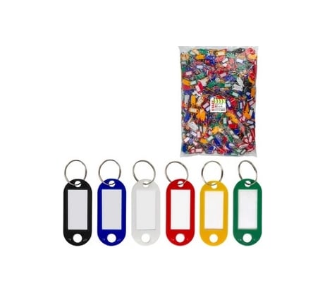 Бирки для ключей STAFF КОМПЛЕКТ 1000 шт, длина 50 мм, инфо-окно 30х15 мм, АССОРТИ 237494