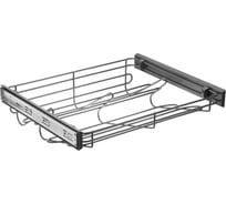 Выдвижная полка для обуви в шкаф GTV 800 мм, шариковые направляющие с доводчиком, графит W-WOBU80-LGX-60-K