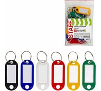 Бирки для ключей 24 шт в упаковке Staff КОМПЛЕКТ 20 ШТ. длина 50 мм инфо-окно 30х15 мм АССОРТИ  237487