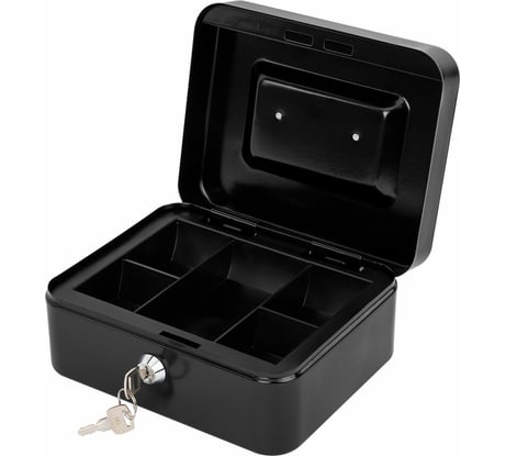 Ящик для денег, ценностей, документов, печатей BRAUBERG 90x160x200 мм, ключевой замок, черный, 291350