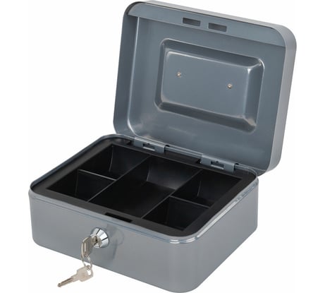 Ящик для денег, ценностей, документов, печатей BRAUBERG 90x160x200 мм, ключевой замок, серебристый, 291352